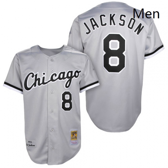 Mens Mitchell and Ness 1993 Chicago White Sox 8 Bo Jackson Authentic Grey Throwback MLB Jersey Mens Mitchell and Ness 1993 Chicago White Sox 8 Bo Jackson Authentic Grey Throwback MLB Jersey
