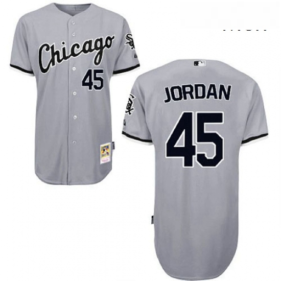 Mens Mitchell and Ness Chicago White Sox 45 Michael Jordan Authentic Grey Throwback MLB Jersey Mens Mitchell and Ness Chicago White Sox 45 Michael Jordan Authentic Grey Throwback MLB Jersey