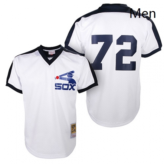 Mens Mitchell and Ness Chicago White Sox 72 Carlton Fisk Authentic White Throwback MLB Jersey Mens Mitchell and Ness Chicago White Sox 72 Carlton Fisk Authentic White Throwback MLB Jersey