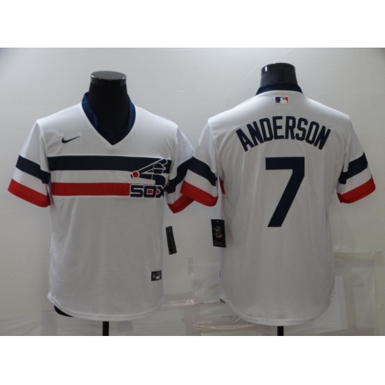 Men's Nike Chicago White Sox #7 Tim Anderson White Throwback Jersey Men's Nike Chicago White Sox #7 Tim Anderson White Throwback Jersey