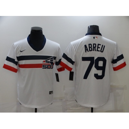 Men's Nike Chicago White Sox #79 Jose Abreu White Throwback Jersey Men's Nike Chicago White Sox #79 Jose Abreu White Throwback Jersey