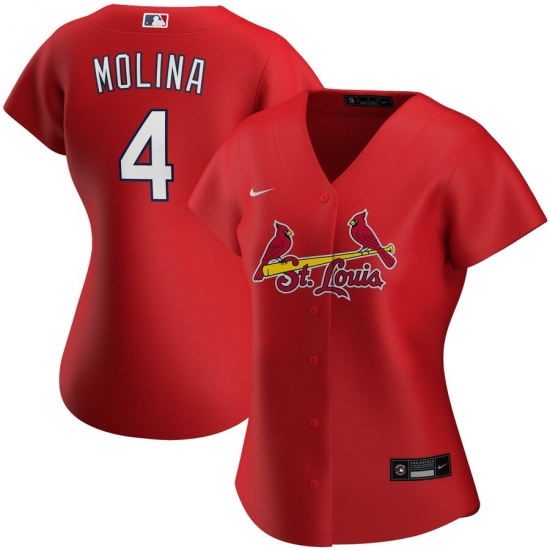 St Louis St.Louis Cardinals 4 Yadier Molina Nike Women Alternate 2020 MLB Player Jersey Red St Louis St.Louis Cardinals 4 Yadier Molina Nike Women Alternate 2020 MLB Player Jersey Red