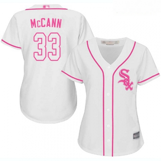 White Sox #33 James McCann White Pink Fashion Women Stitched Baseball Jersey White Sox #33 James McCann White Pink Fashion Women Stitched Baseball Jersey