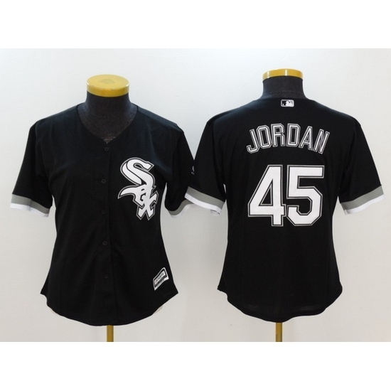 Women Chicago White Sox 45 Michael Jordan Black Stitched Jersey Women Chicago White Sox 45 Michael Jordan Black Stitched Jersey