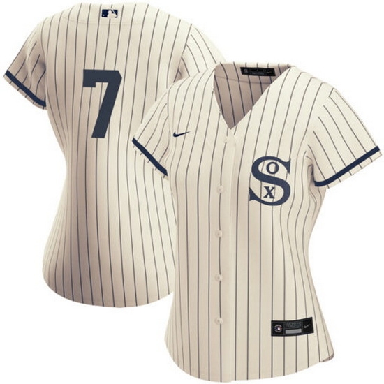 Women Chicago White Sox 7 Tim Anderson 2021 Cream Navy Name 26Number Field Of Dreams Cool Base Stitched Jersey Women Chicago White Sox 7 Tim Anderson 2021 Cream Navy Name 26Number Field Of Dreams Cool Base Stitched Jersey