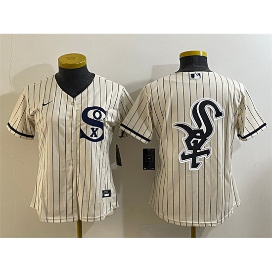 Women Chicago White Sox Cream Team Big Logo Stitched Jersey 01 Women Chicago White Sox Cream Team Big Logo Stitched Jersey 01