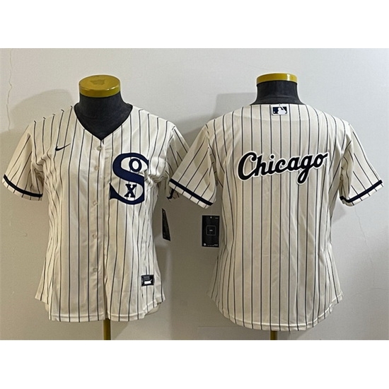 Women Chicago White Sox Cream Team Big Logo Stitched Jersey 02 Women Chicago White Sox Cream Team Big Logo Stitched Jersey 02