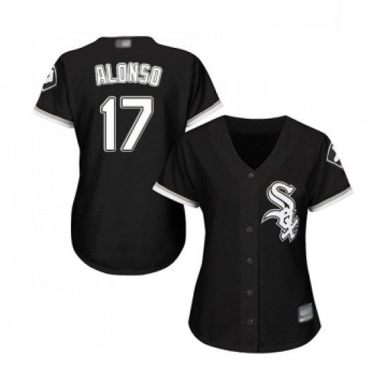 Womens Chicago White Sox 17 Yonder Alonso Replica Black Alternate Home Cool Base Baseball Jersey Womens Chicago White Sox 17 Yonder Alonso Replica Black Alternate Home Cool Base Baseball Jersey