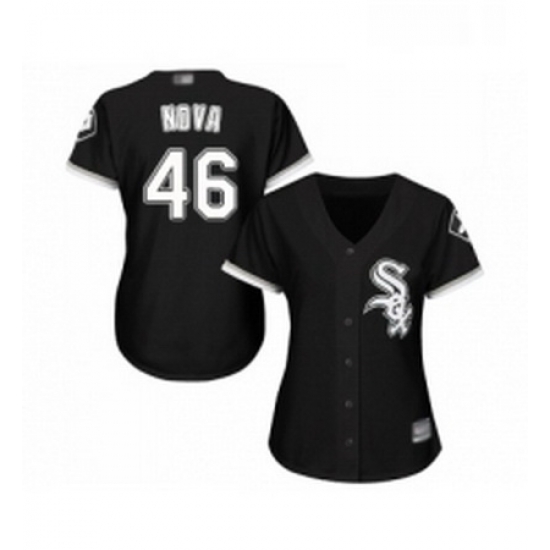 Womens Chicago White Sox 46 Ivan Nova Replica Black Alternate Home Cool Base Baseball Jersey Womens Chicago White Sox 46 Ivan Nova Replica Black Alternate Home Cool Base Baseball Jersey