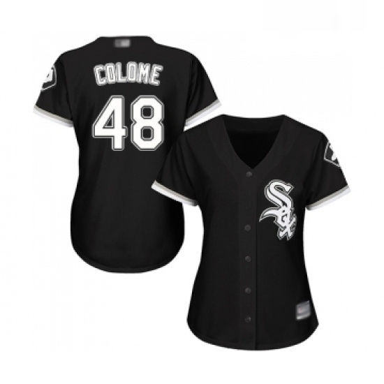 Womens Chicago White Sox 48 Alex Colome Replica Black Alternate Home Cool Base Baseball Jersey Womens Chicago White Sox 48 Alex Colome Replica Black Alternate Home Cool Base Baseball Jersey