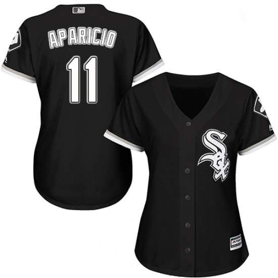 Womens Majestic Chicago White Sox 11 Luis Aparicio Replica Black Alternate Home Cool Base MLB Jersey Womens Majestic Chicago White Sox 11 Luis Aparicio Replica Black Alternate Home Cool Base MLB Jersey