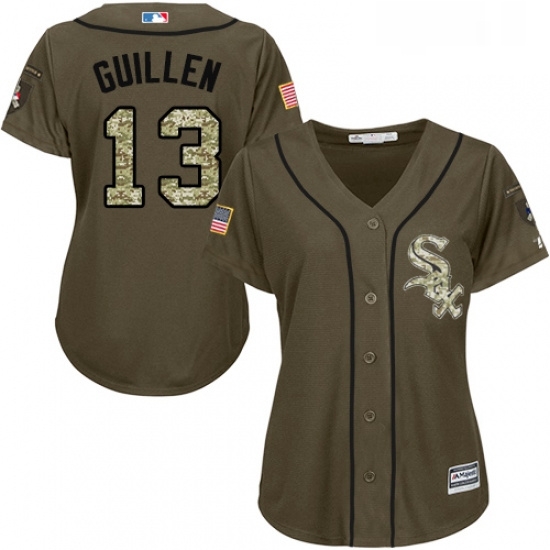 Womens Majestic Chicago White Sox 13 Ozzie Guillen Replica Green Salute to Service MLB Jersey Womens Majestic Chicago White Sox 13 Ozzie Guillen Replica Green Salute to Service MLB Jersey
