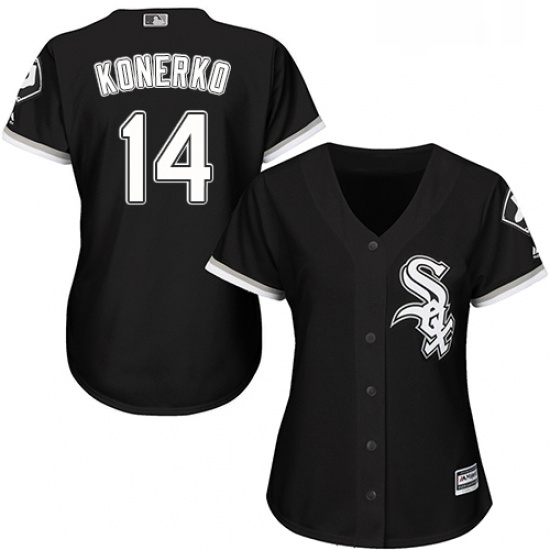 Womens Majestic Chicago White Sox 14 Paul Konerko Replica Black Alternate Home Cool Base MLB Jersey Womens Majestic Chicago White Sox 14 Paul Konerko Replica Black Alternate Home Cool Base MLB Jersey