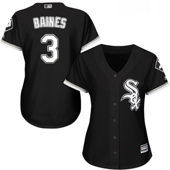 Womens Majestic Chicago White Sox 3 Harold Baines Replica Black Alternate Home Cool Base MLB Jersey Womens Majestic Chicago White Sox 3 Harold Baines Replica Black Alternate Home Cool Base MLB Jersey