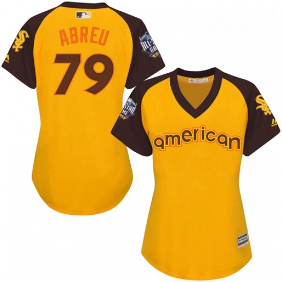 Womens Majestic Chicago White Sox 79 Jose Abreu Authentic Yellow 2016 All Star American League BP Cool Base MLB Jersey Womens Majestic Chicago White Sox 79 Jose Abreu Authentic Yellow 2016 All Star American League BP Cool Base MLB Jersey
