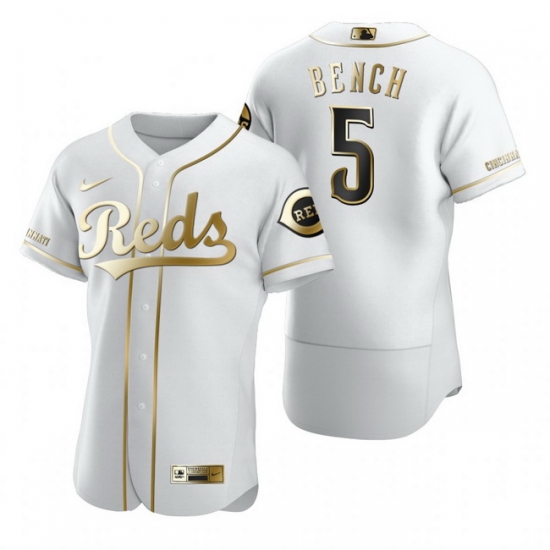 Cincinnati Reds 5 Johnny Bench White Nike Mens Authentic Golden Edition MLB Jersey Cincinnati Reds 5 Johnny Bench White Nike Mens Authentic Golden Edition MLB Jersey