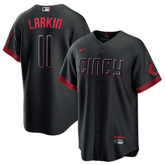 Men Cincinnati Reds 11 Barry Larkin Black 2023 City Connect Stitched Jersey Men Cincinnati Reds 11 Barry Larkin Black 2023 City Connect Stitched Jersey