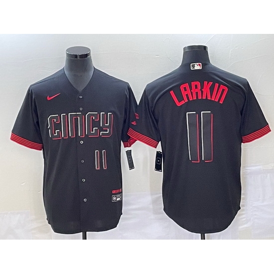 Men Cincinnati Reds 11 Barry Larkin Black 2023 City Connect With Patch Stitched Jersey Men Cincinnati Reds 11 Barry Larkin Black 2023 City Connect With Patch Stitched Jersey