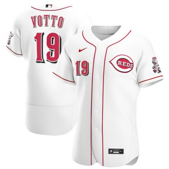 Men Cincinnati Reds 19 Joey Votto White Flex Base Stitched Jersey Men Cincinnati Reds 19 Joey Votto White Flex Base Stitched Jersey