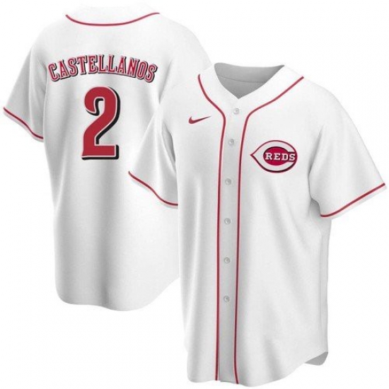 Men Cincinnati Reds 2 Nick Castellanos White 2021 Replica Home Jersey Men Cincinnati Reds 2 Nick Castellanos White 2021 Replica Home Jersey