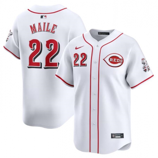 Men Cincinnati Reds 22 Luke Maile White Home Limited Stitched Baseball Jersey Men Cincinnati Reds 22 Luke Maile White Home Limited Stitched Baseball Jersey