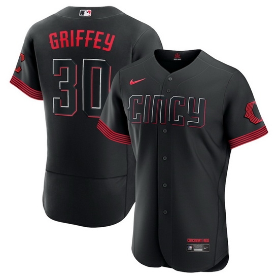Men Cincinnati Reds 30 Ken Griffey Jr Black 2023 City Connect Flex Base Stitched Jersey Men Cincinnati Reds 30 Ken Griffey Jr Black 2023 City Connect Flex Base Stitched Jersey