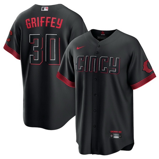 Men Cincinnati Reds 30 Ken Griffey Jr Black 2023 City Connect Stitched Jersey Men Cincinnati Reds 30 Ken Griffey Jr Black 2023 City Connect Stitched Jersey