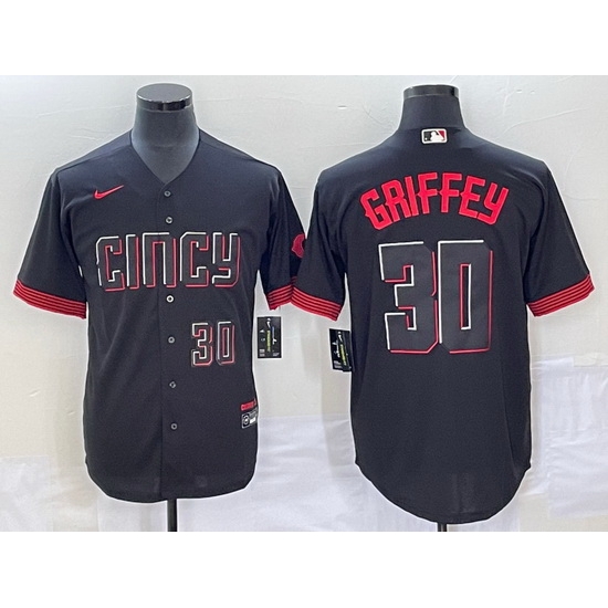 Men Cincinnati Reds 30 Ken Griffey Jr Black 2023 City Connect With Patch Stitched Jersey Men Cincinnati Reds 30 Ken Griffey Jr Black 2023 City Connect With Patch Stitched Jersey