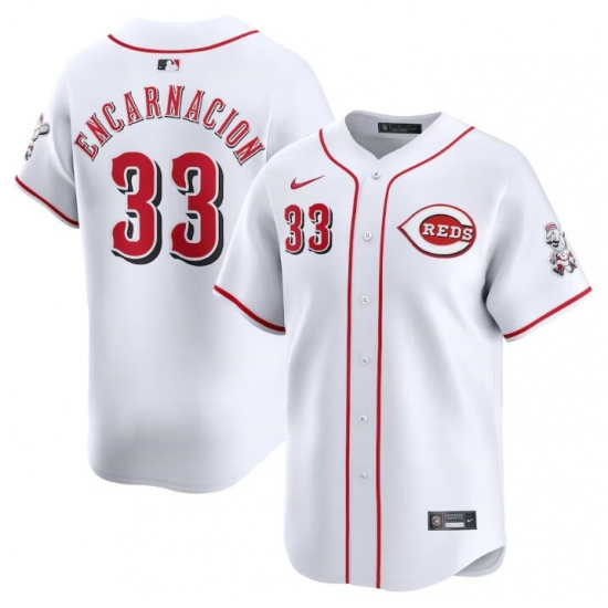 Men Cincinnati Reds 33 Christian Encarnacion White Home Limited Stitched Baseball Jersey Men Cincinnati Reds 33 Christian Encarnacion White Home Limited Stitched Baseball Jersey