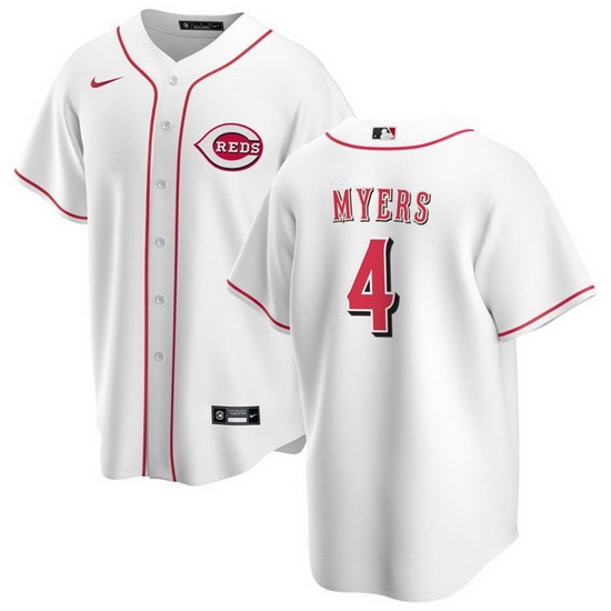 Men Cincinnati Reds 4 Wil Myers White Cool Base Stitched Baseball Jersey Men Cincinnati Reds 4 Wil Myers White Cool Base Stitched Baseball Jersey