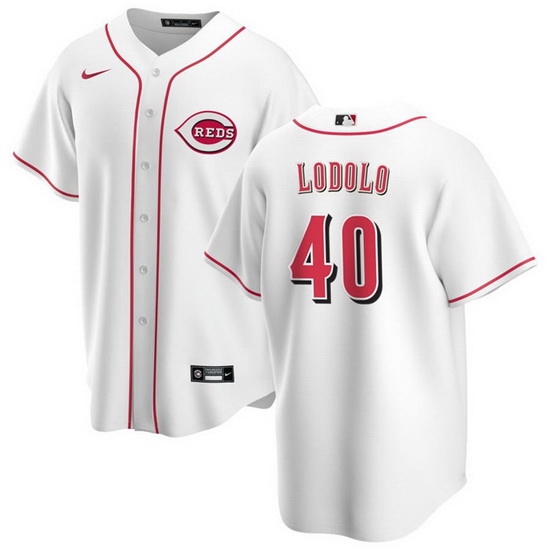 Men Cincinnati Reds 40 Nick Lodolo White Cool Base Stitched Baseball Jersey Men Cincinnati Reds 40 Nick Lodolo White Cool Base Stitched Baseball Jersey