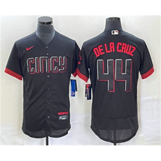 Men Cincinnati Reds 44 Elly De La Cruz Black 2023 City Connect Flex Base Stitched Baseball Jersey Men Cincinnati Reds 44 Elly De La Cruz Black 2023 City Connect Flex Base Stitched Baseball Jersey
