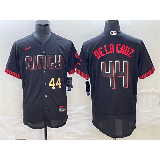 Men Cincinnati Reds 44 Elly De La Cruz Number Black 2023 City Connect Cool Base Stitched Jersey Men Cincinnati Reds 44 Elly De La Cruz Number Black 2023 City Connect Cool Base Stitched Jersey