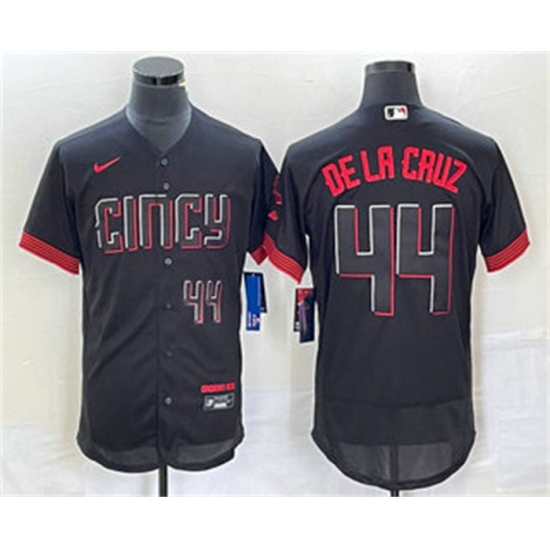 Men Cincinnati Reds 44 Elly De La Cruz Number Black 2023 City Connect Flex Base Stitched Baseball Jersey3 Men Cincinnati Reds 44 Elly De La Cruz Number Black 2023 City Connect Flex Base Stitched Baseball Jersey3