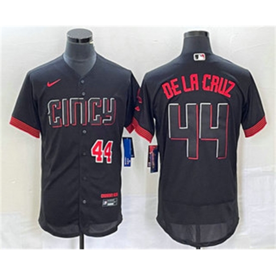Men Cincinnati Reds 44 Elly De La Cruz Number Black 2023 City Connect Flex Base Stitched Baseball Jersey4 Men Cincinnati Reds 44 Elly De La Cruz Number Black 2023 City Connect Flex Base Stitched Baseball Jersey4