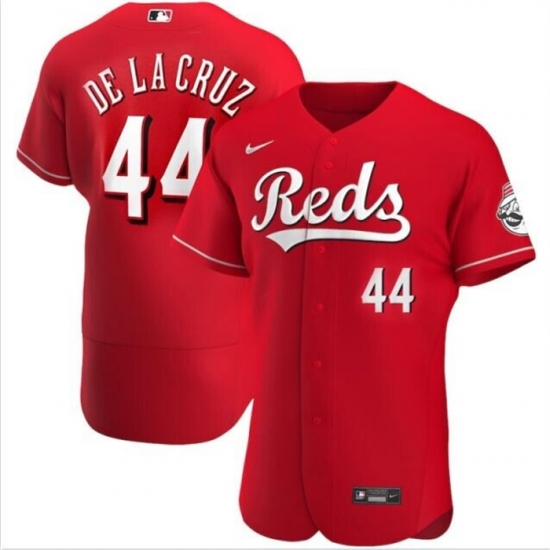 Men Cincinnati Reds 44 Elly De La Cruz Red Flex Base Stitched Baseball Jersey Men Cincinnati Reds 44 Elly De La Cruz Red Flex Base Stitched Baseball Jersey