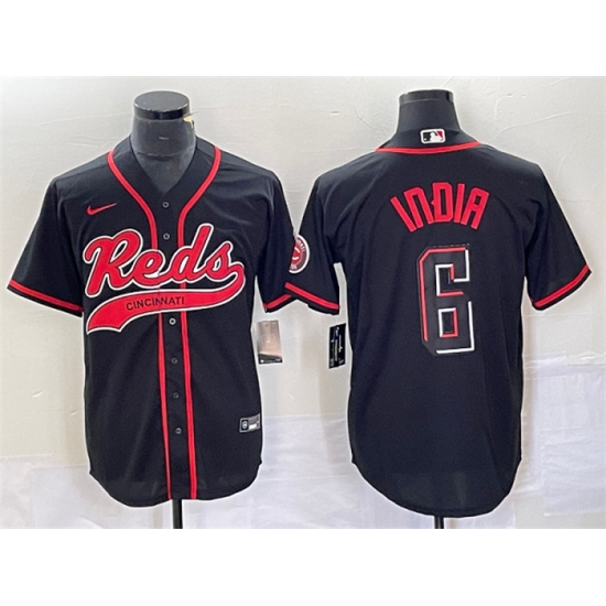 Men Cincinnati Reds 6 Jonathan India Black Cool Base Stitched Baseball Jersey Men Cincinnati Reds 6 Jonathan India Black Cool Base Stitched Baseball Jersey