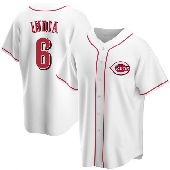 Men Cincinnati Reds 6 Jonathan India White Cool Base Stitched Jersey Men Cincinnati Reds 6 Jonathan India White Cool Base Stitched Jersey
