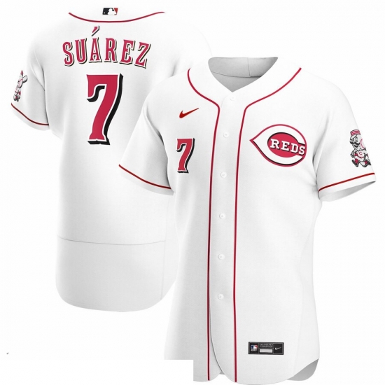 Men Cincinnati Reds 7 Eugenio Suarez Men Nike White Home 2020 Flex Base Player MLB Jersey Men Cincinnati Reds 7 Eugenio Suarez Men Nike White Home 2020 Flex Base Player MLB Jersey