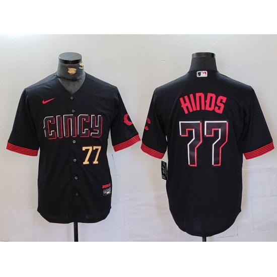 Men Cincinnati Reds 77 Rece Hinds Black 2023 City Connect Stitched Baseball Jersey Men Cincinnati Reds 77 Rece Hinds Black 2023 City Connect Stitched Baseball Jersey