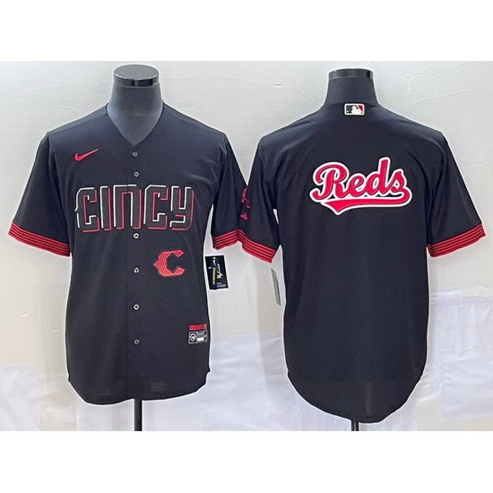 Men Cincinnati Reds Black Team Big Logo 2023 City Connect Cool Base Stitched Baseball Jersey Men Cincinnati Reds Black Team Big Logo 2023 City Connect Cool Base Stitched Baseball Jersey