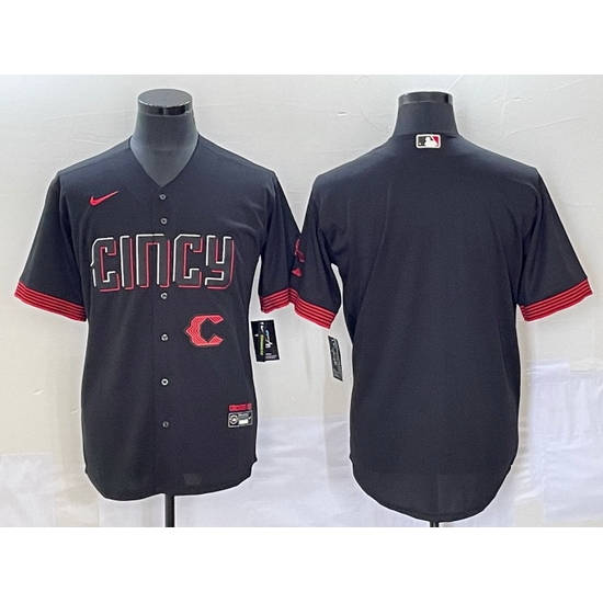 Men Cincinnati Reds Blank Black 2023 City Connect With Patch Stitched Jersey Men Cincinnati Reds Blank Black 2023 City Connect With Patch Stitched Jersey