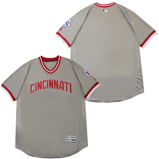 Men Cincinnati Reds Blank Gray Throwback Jersey Men Cincinnati Reds Blank Gray Throwback Jersey