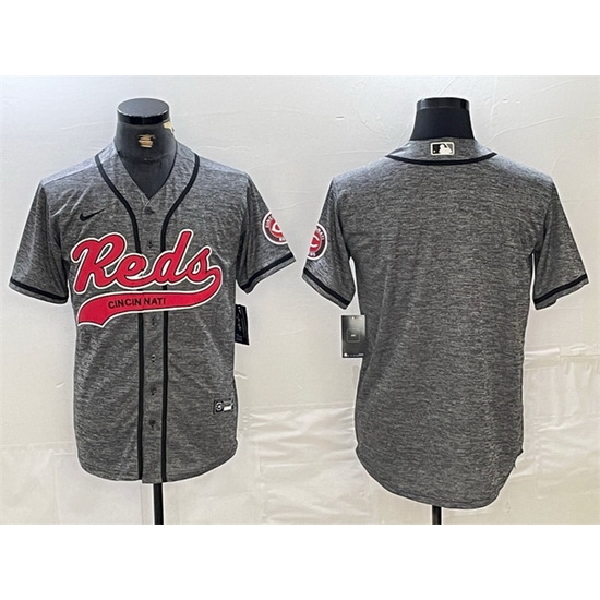 Men Cincinnati Reds Blank Grey Cool Base Stitched Baseball Jersey Men Cincinnati Reds Blank Grey Cool Base Stitched Baseball Jersey