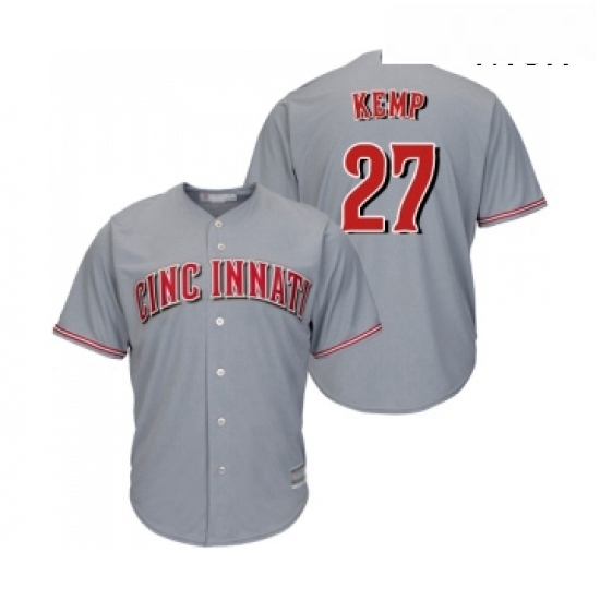 Mens Cincinnati Reds 27 Matt Kemp Replica Grey Road Cool Base Baseball Jersey Mens Cincinnati Reds 27 Matt Kemp Replica Grey Road Cool Base Baseball Jersey