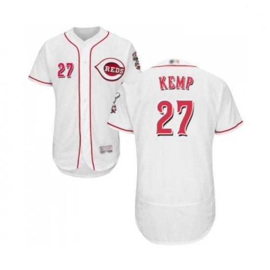 Mens Cincinnati Reds 27 Matt Kemp White Home Flex Base Authentic Collection Baseball Jersey Mens Cincinnati Reds 27 Matt Kemp White Home Flex Base Authentic Collection Baseball Jersey