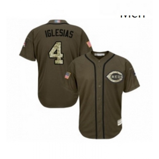 Mens Cincinnati Reds 4 Jose Iglesias Authentic Green Salute to Service Baseball Jersey Mens Cincinnati Reds 4 Jose Iglesias Authentic Green Salute to Service Baseball Jersey