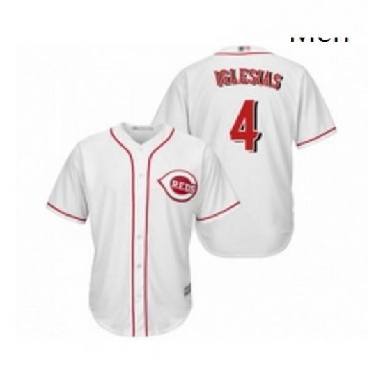 Mens Cincinnati Reds 4 Jose Iglesias Replica White Home Cool Base Baseball Jersey Mens Cincinnati Reds 4 Jose Iglesias Replica White Home Cool Base Baseball Jersey