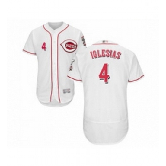 Mens Cincinnati Reds 4 Jose Iglesias White Home Flex Base Authentic Collection Baseball Jersey Mens Cincinnati Reds 4 Jose Iglesias White Home Flex Base Authentic Collection Baseball Jersey