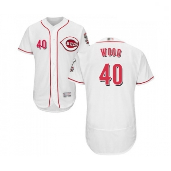 Mens Cincinnati Reds 40 Alex Wood White Home Flex Base Authentic Collection Baseball Jersey Mens Cincinnati Reds 40 Alex Wood White Home Flex Base Authentic Collection Baseball Jersey